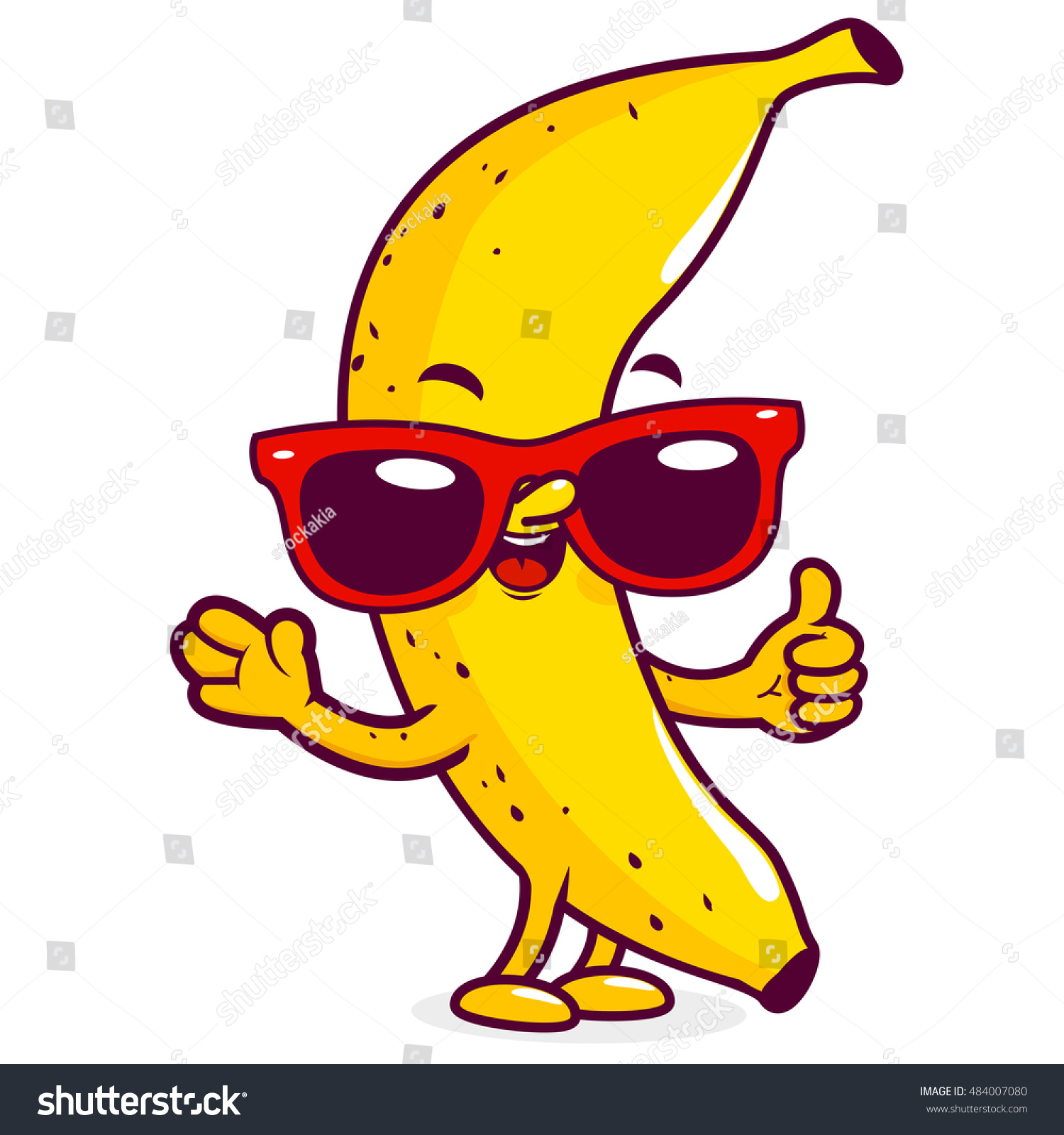 Cartoon Banana Sunglasses On White Background Stock Illustration