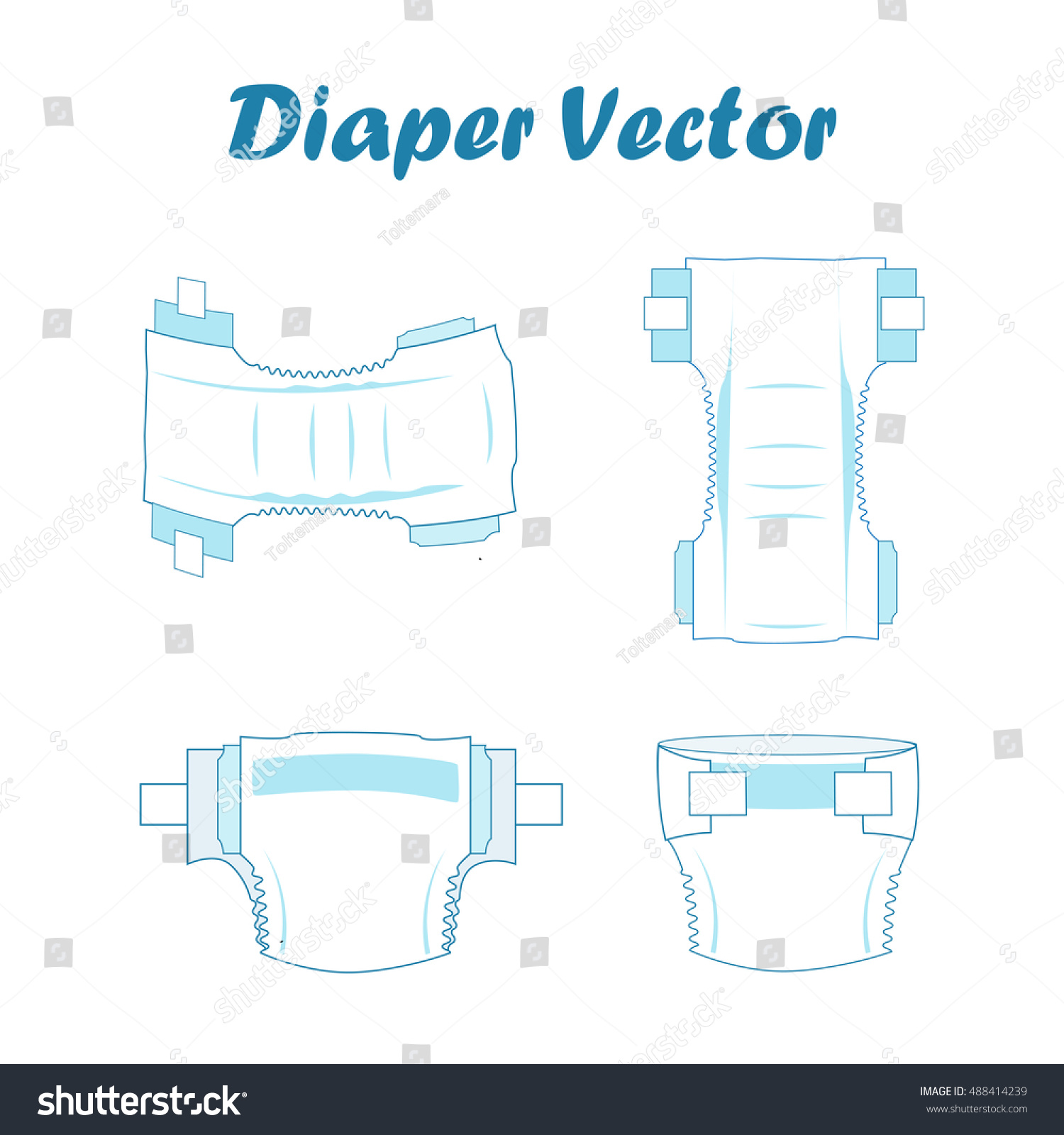 Baby Absorbent Diaper Vector Illustration Stock Vector Royalty Free