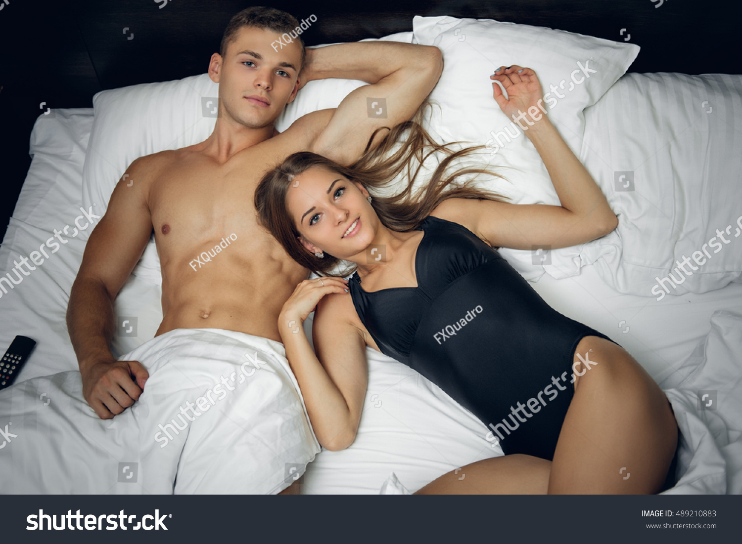 Attractive Shirtless Male Sexy Female Black Stock Photo 489210883