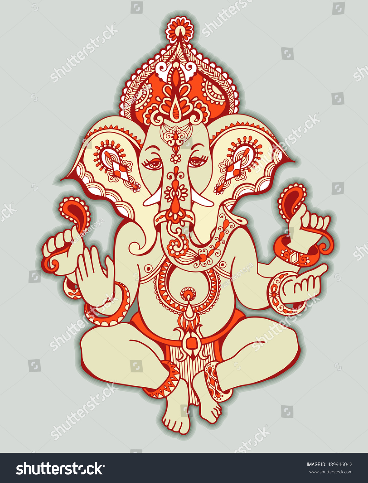 Hindu Lord Ganesha Ornate Sketch Drawing Stock Vector Royalty Free