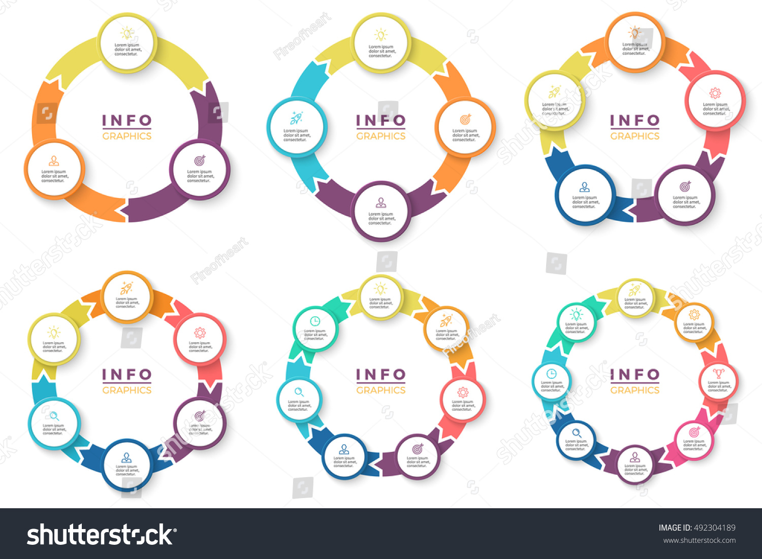 Circular Arrows Infographics Charts Diagrams 3 Stock Vector Royalty