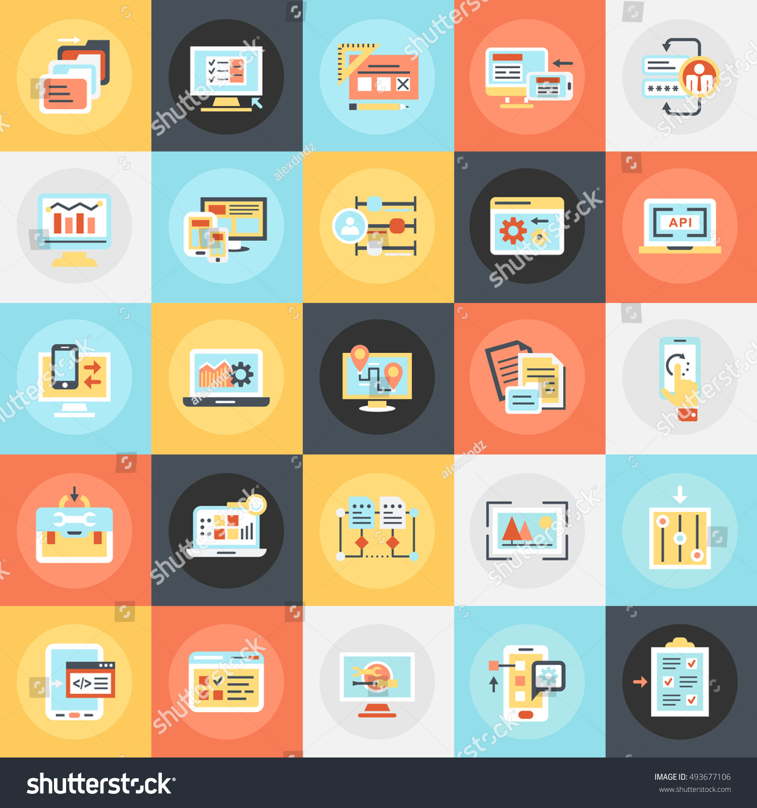 Flat Conceptual Icons Pack Web Design Stock Vector Royalty Free