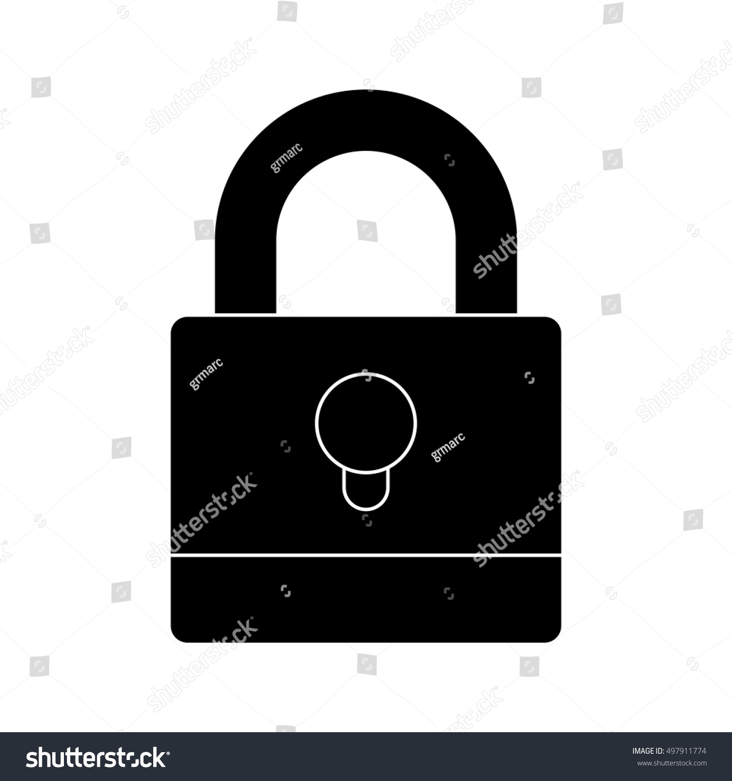 Silhouette Padlock Black Body Shackle Stock Vector Royalty Free