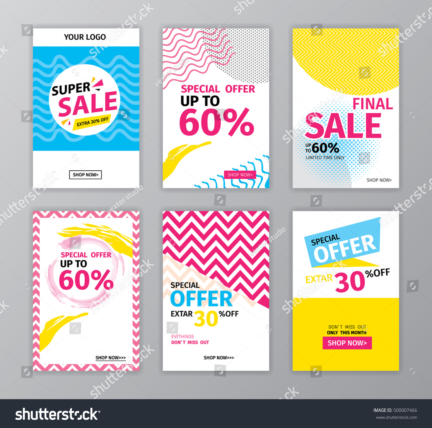 Colorful Eye Catching Social Media Ads Stock Vector Royalty Free