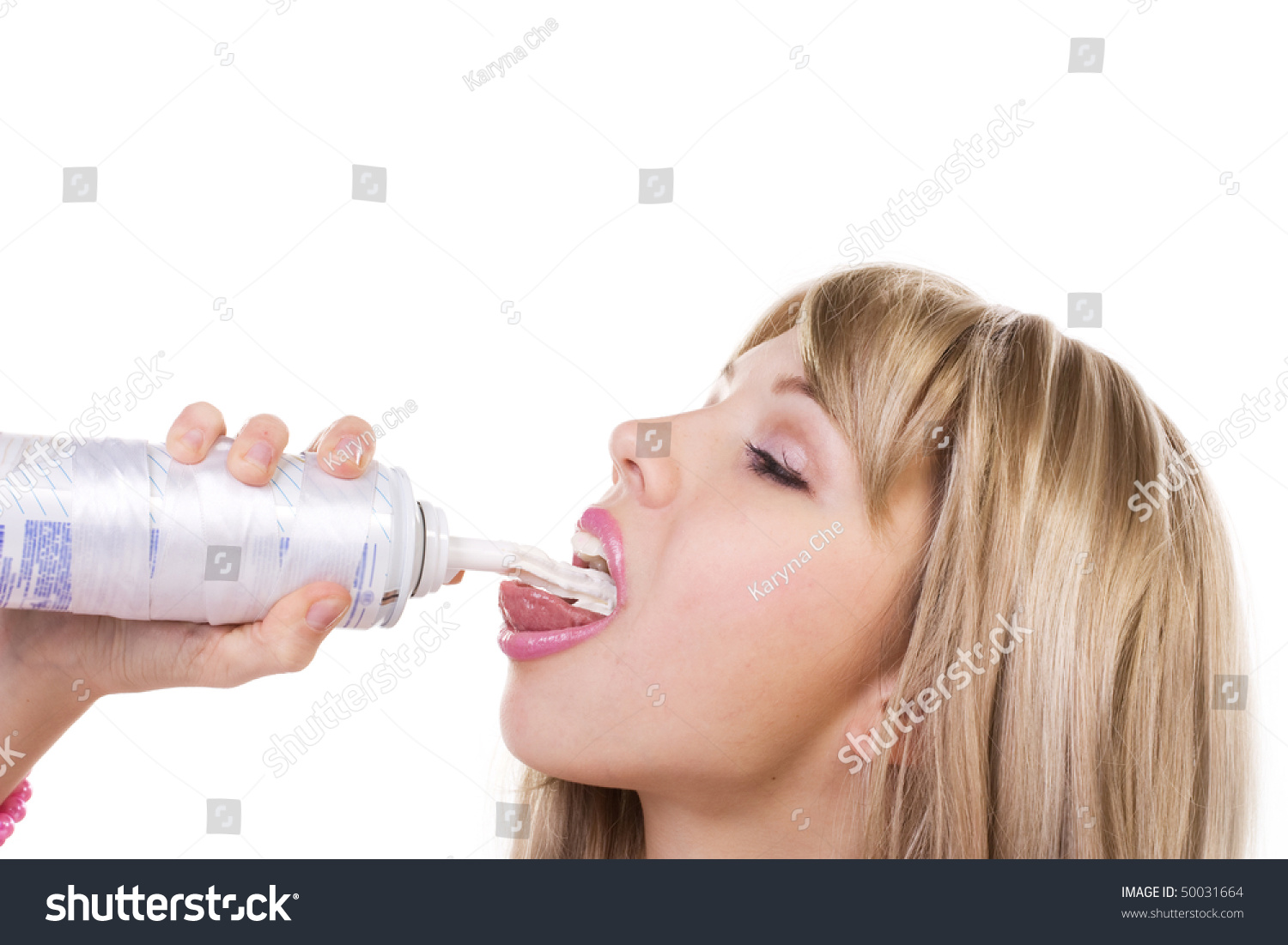 Portrait Sexual Blonde Whipped Cream Stock Photo 50031664 Shutterstock