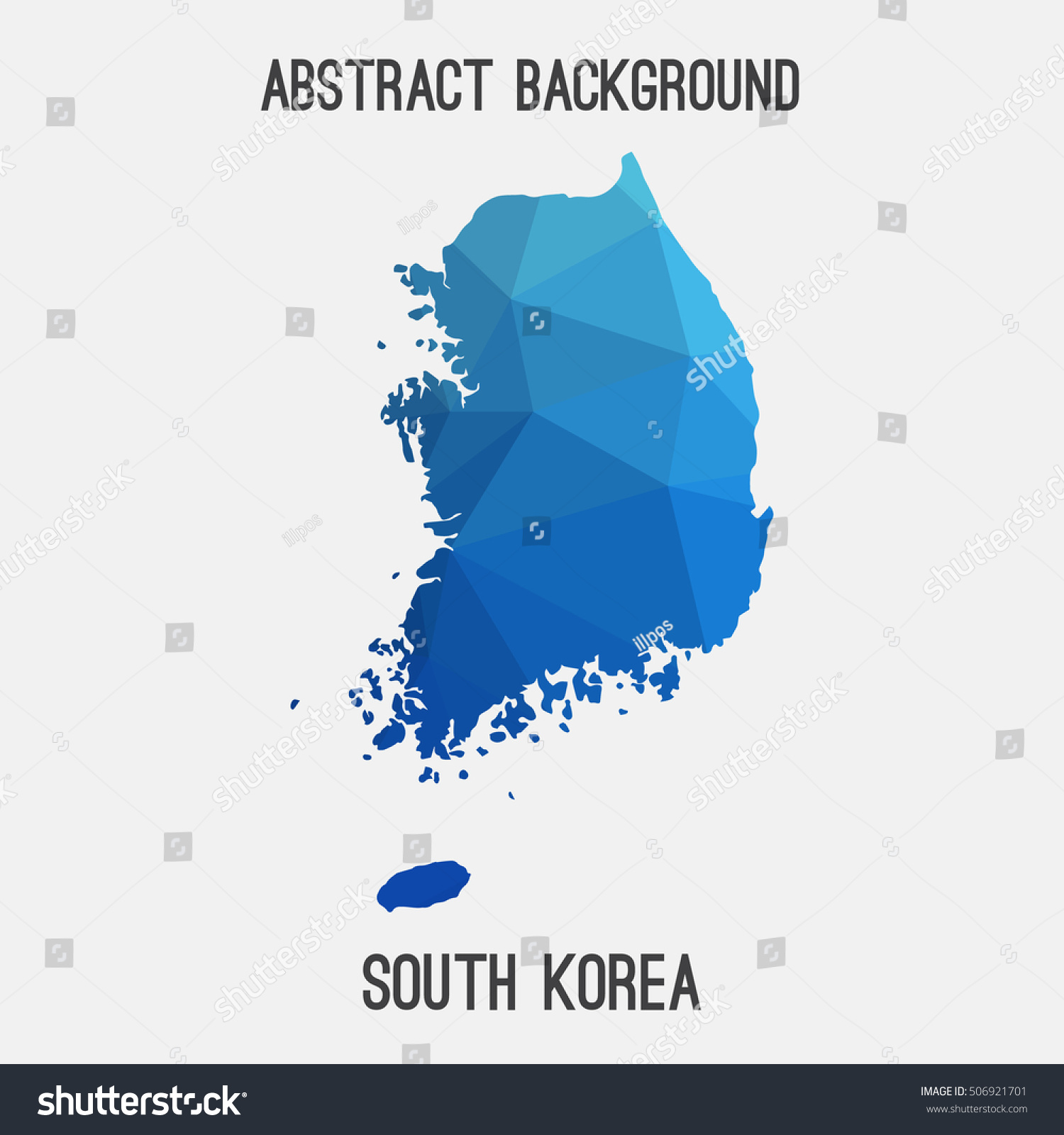 South Korea Map Geometric Polygonalmosaic Styleabstract Stock Vector