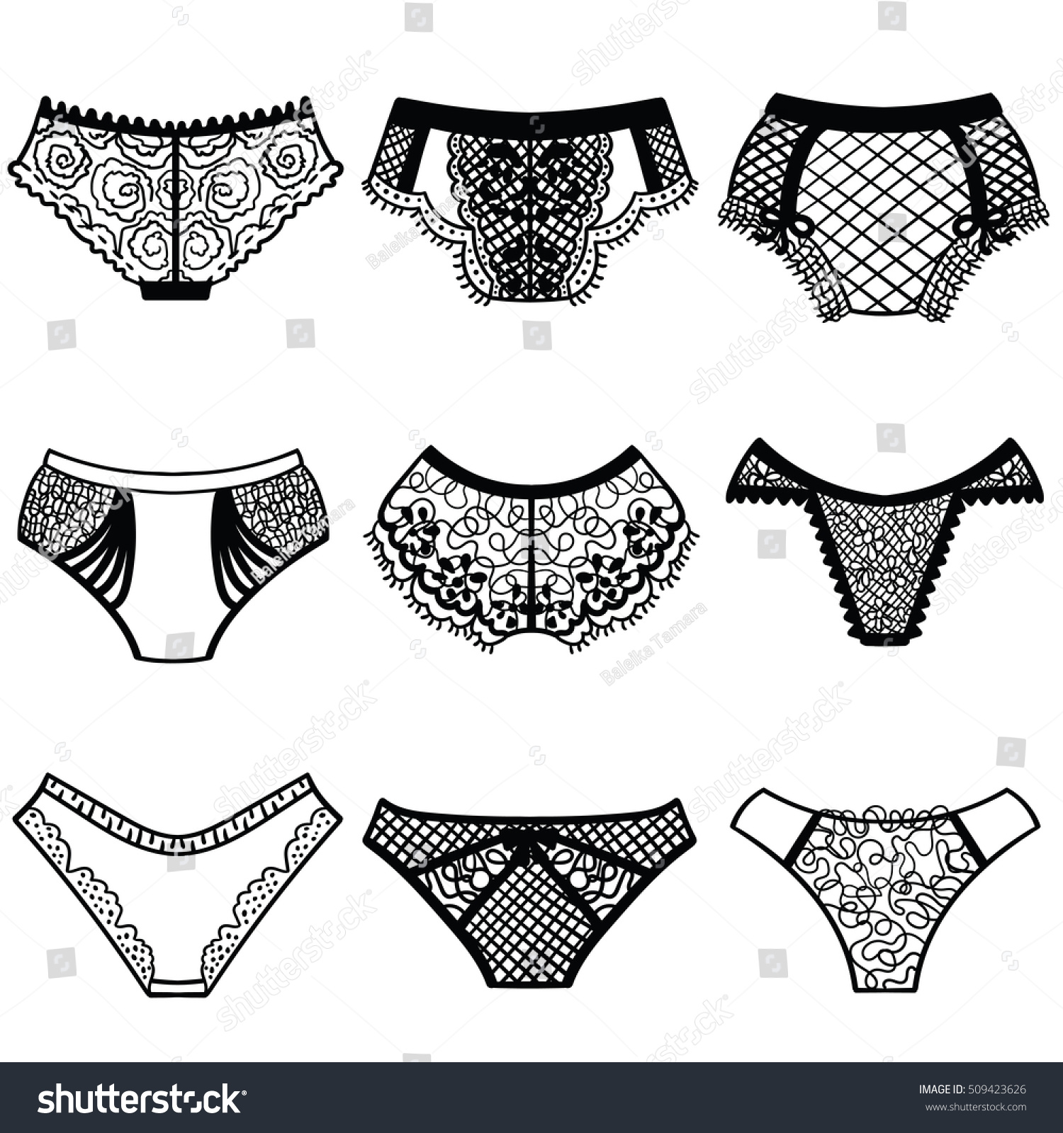 Stock Vektor Collection Lingerie Panty Set Vector Illustrations Bez