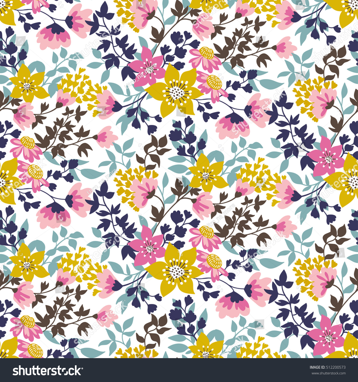 Trendy Seamless Floral Ditsy Pattern Fabric Stock Vector Royalty Free