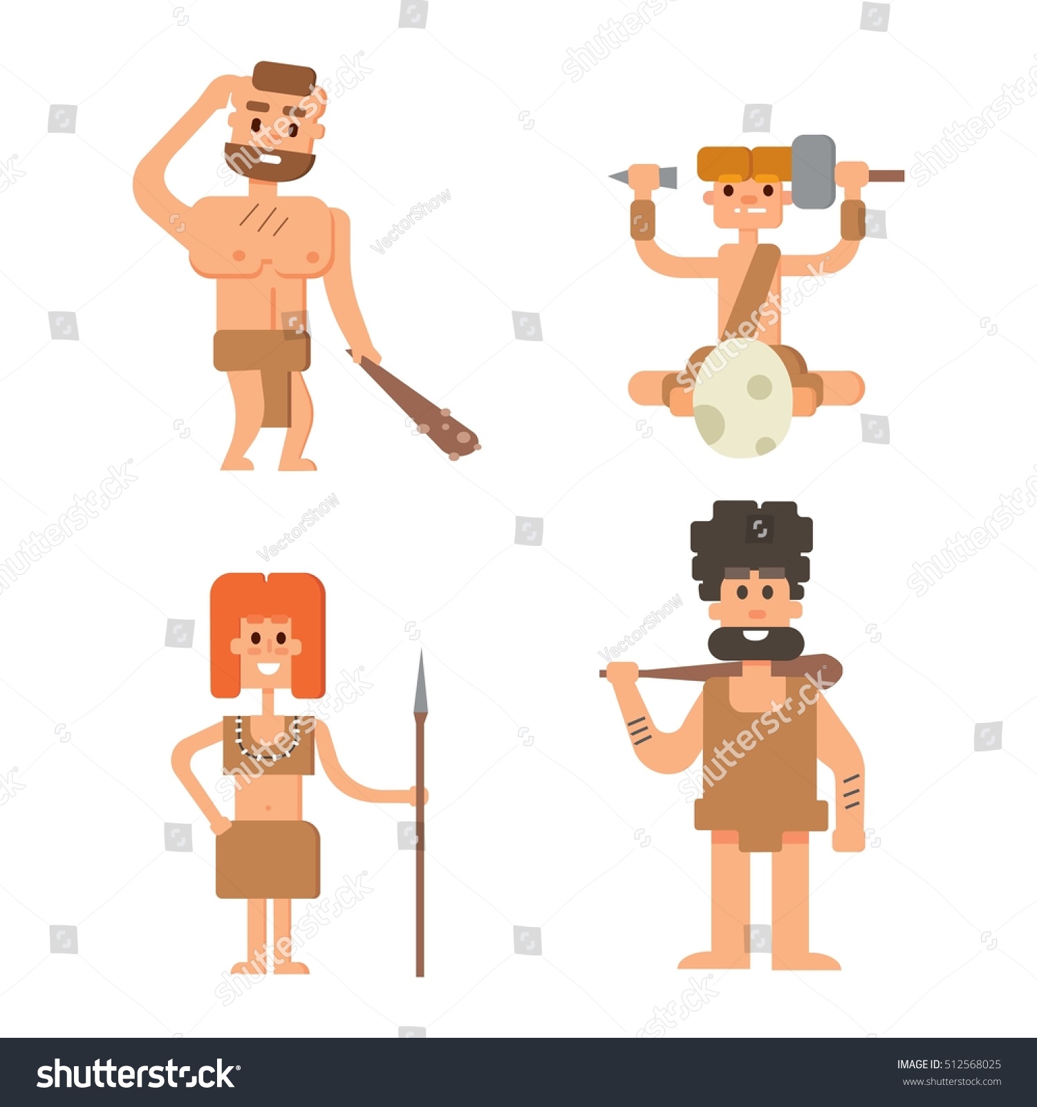 Caveman Primitive Stone Age Cartoon Neanderthal Stock Vector Royalty