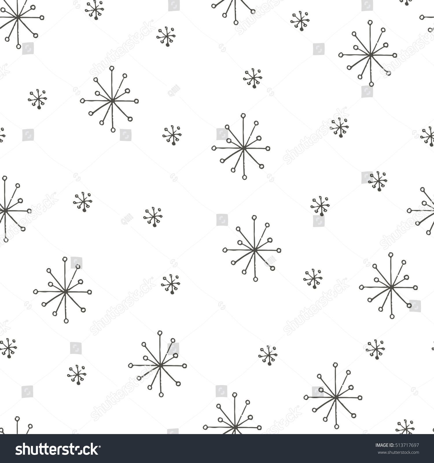 Winter Hand Drawn Seamless Texture Black Stock Vector Royalty Free