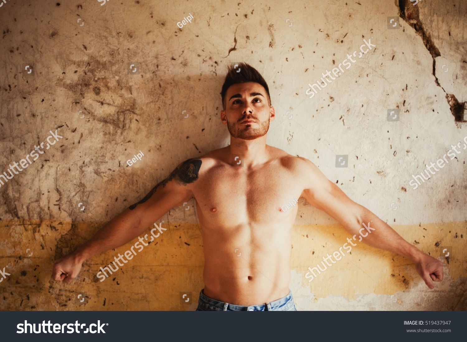 Attractive Guy Torso Discovered Showing His Stock Photo