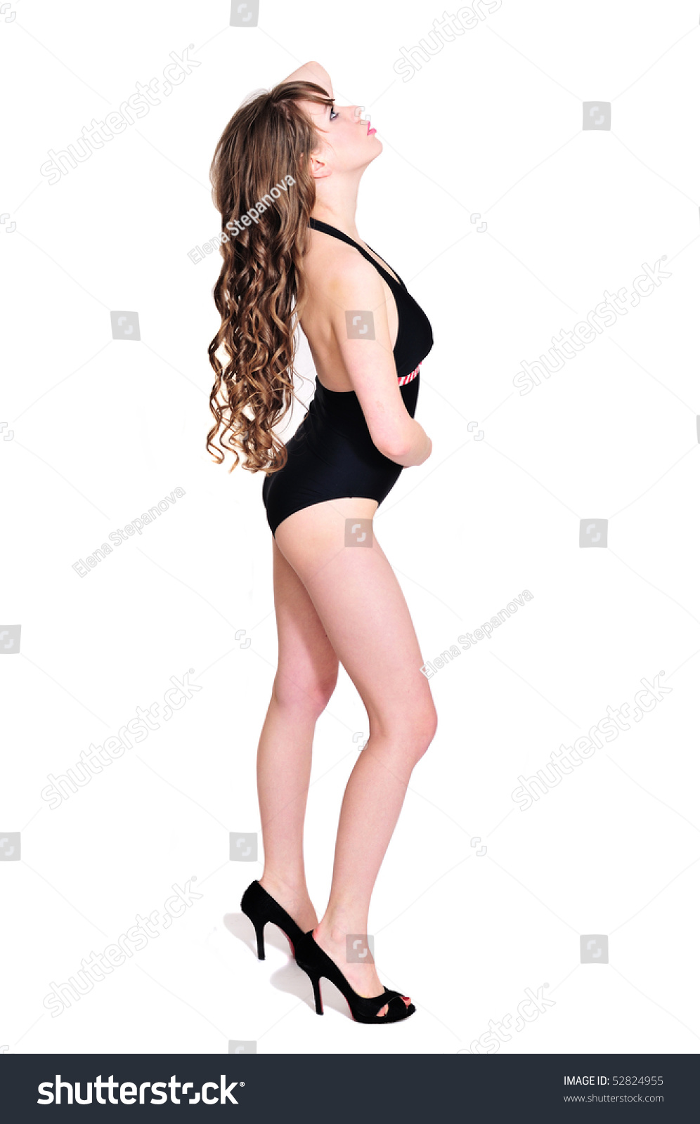 Sensual Longhaired Bikini Girl Over White Shutterstock