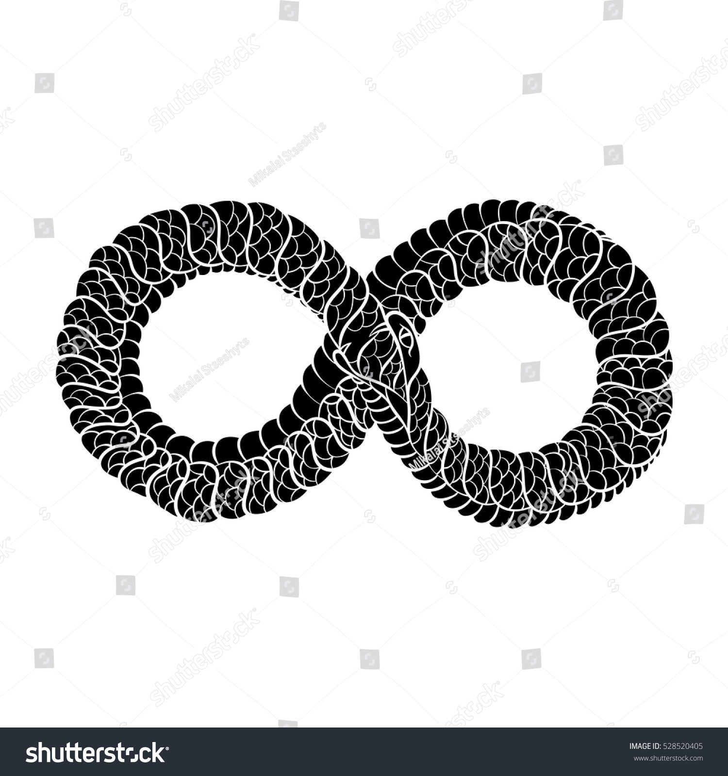 Snake Curled Infinity Ring Ouroboros Devouring Stock Vector Royalty