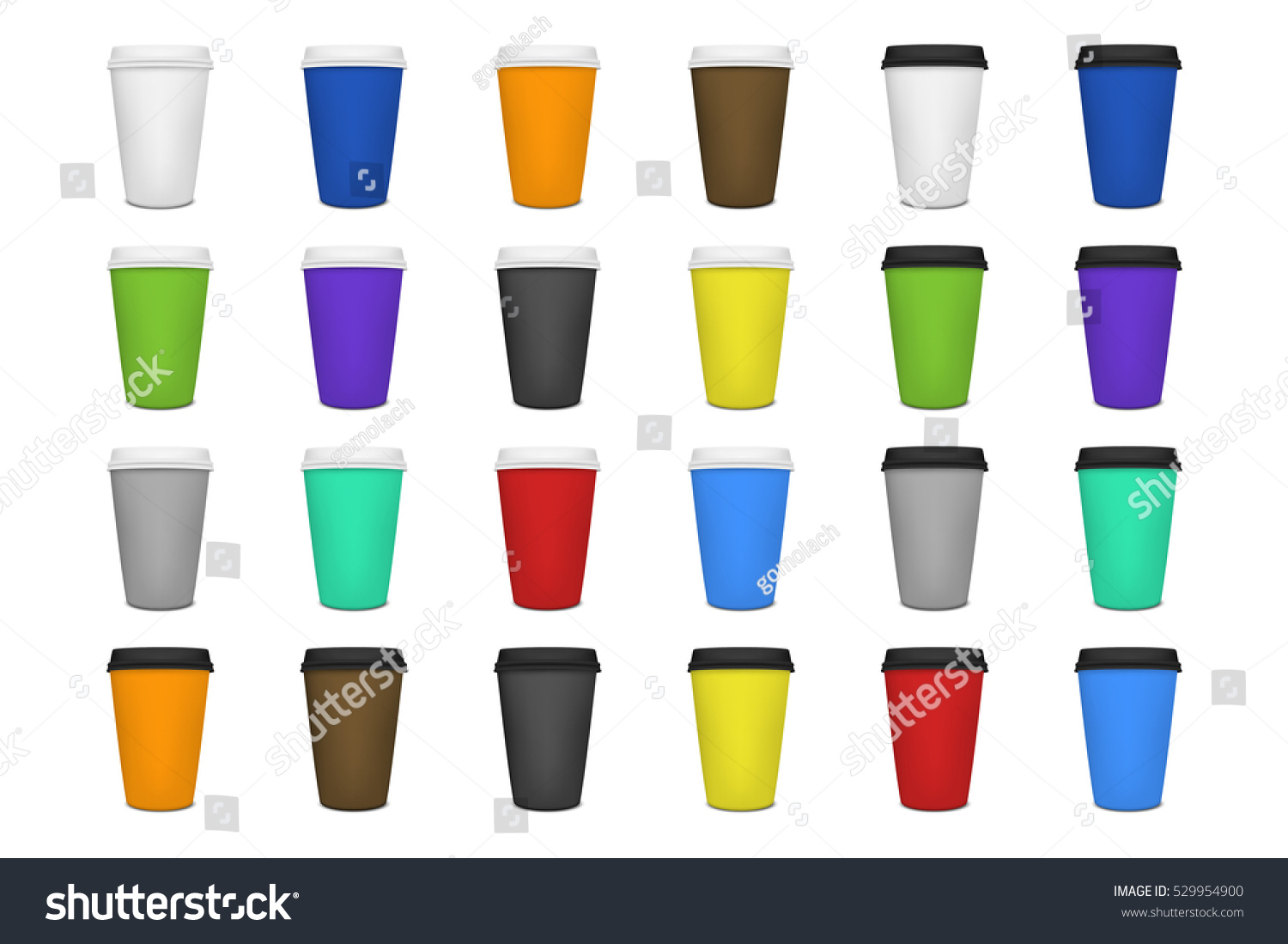 Realistic Blank Paper Coffee Cup Set Stock Vector Royalty Free