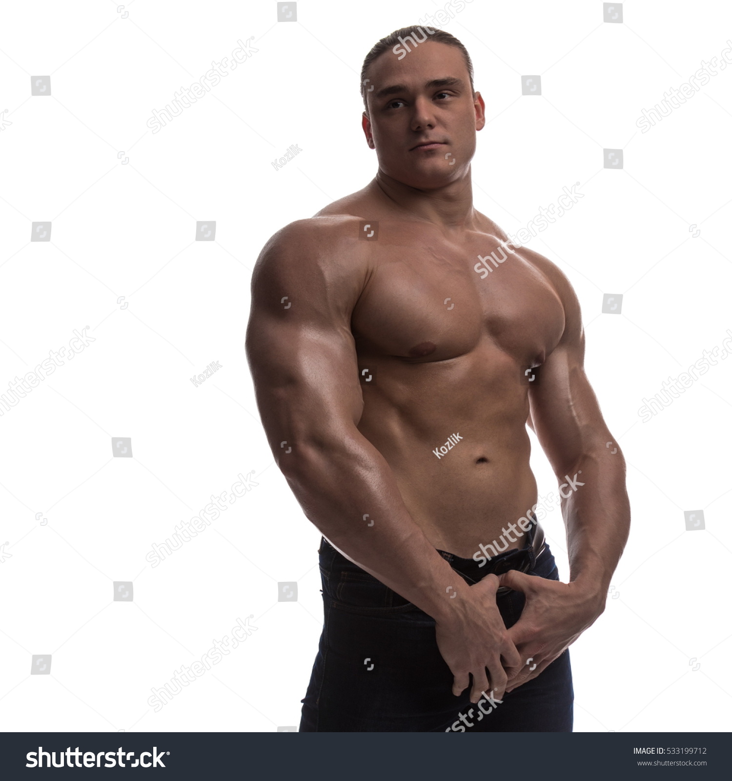 Naked Torso Male Bodybuilder Athlete Studio Shutterstock