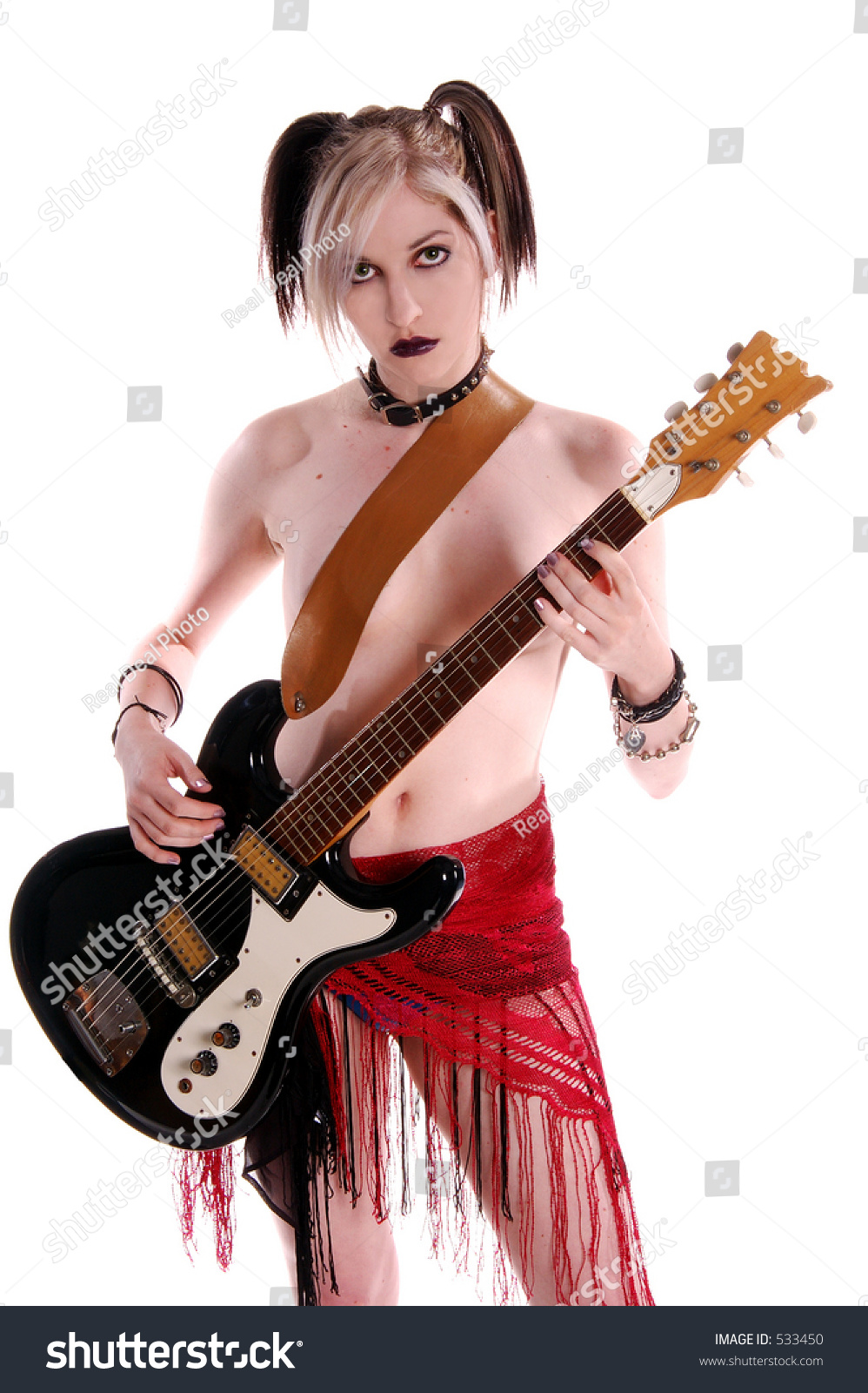 Girl Playing The Bass Naked