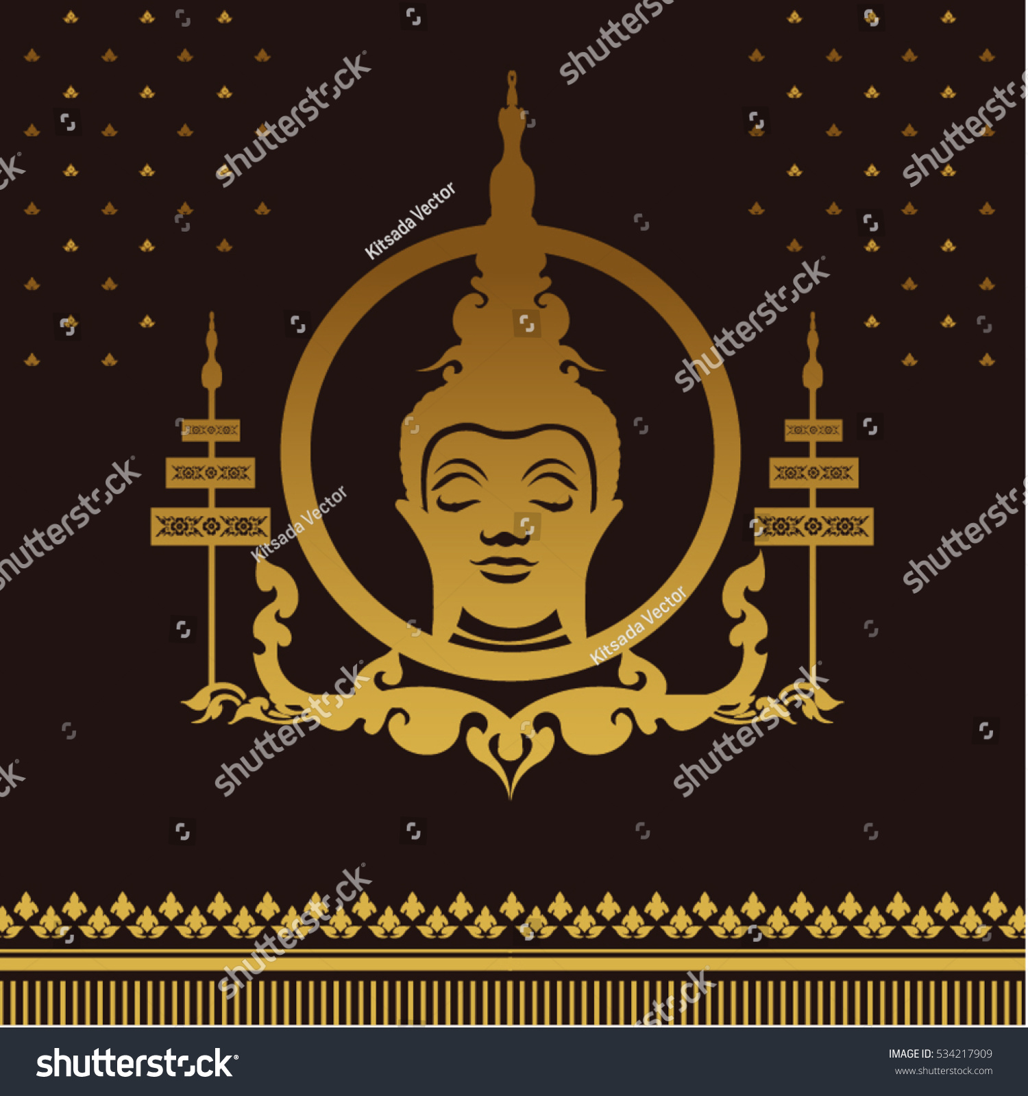 Golden Thai Buddha Vector Illustration Stock Vector Royalty Free