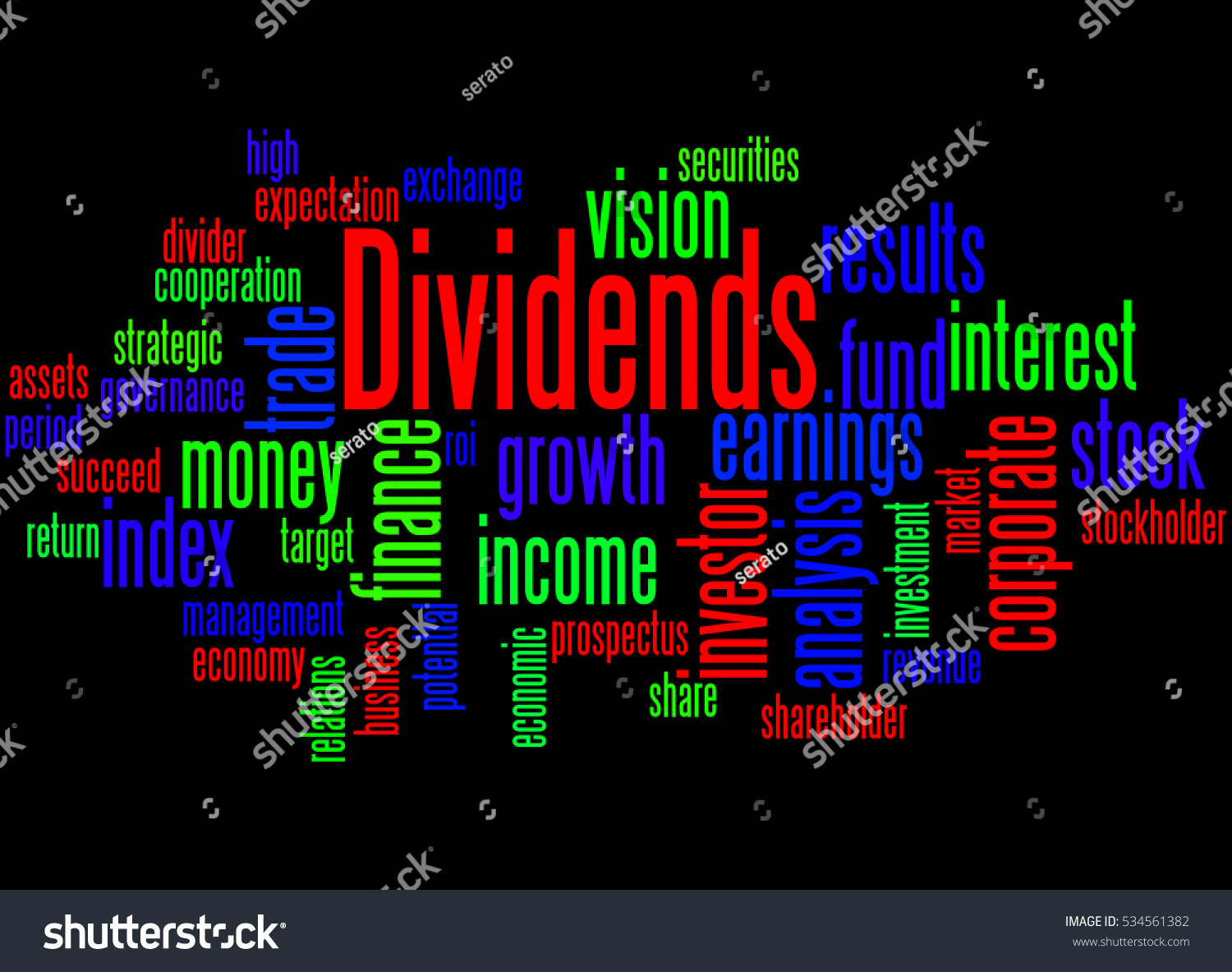 Dividends Word Cloud Concept On Black Stock Illustration 534561382