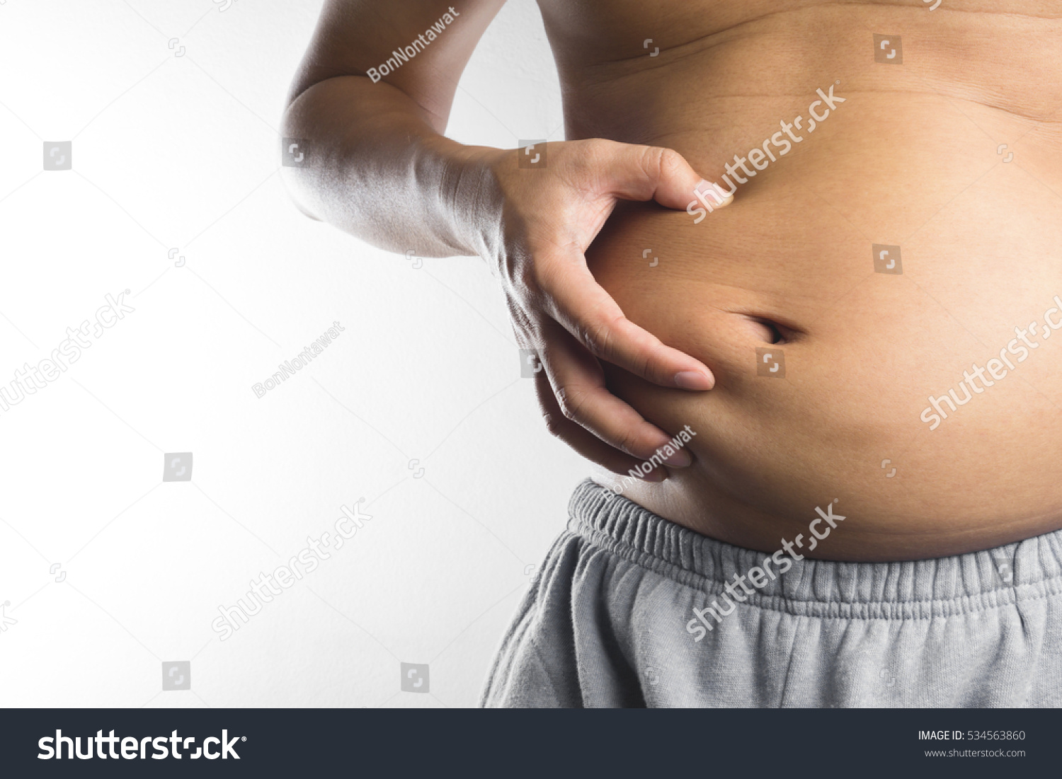 Man Touching His Fat Belly On 스톡 사진 534563860 Shutterstock