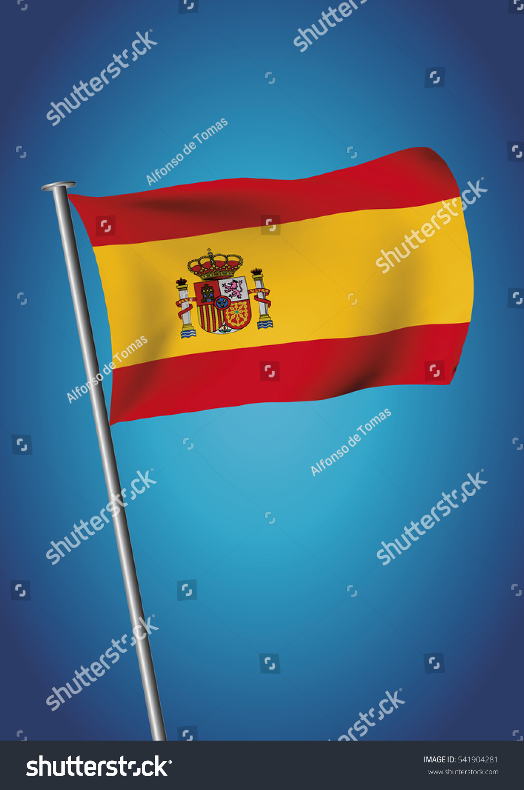 Spain Flag Waving On Sky Vector Stock Vector Royalty Free