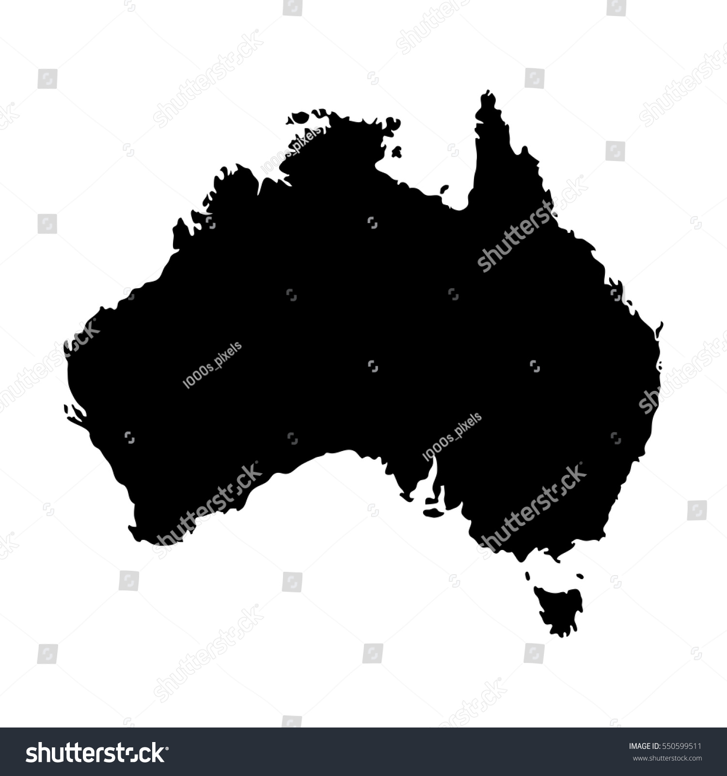 Silhouette Map Australia Black Isolated On Stock Vector Royalty Free