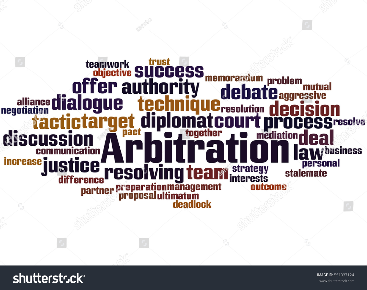 Arbitration Word Cloud Concept On White Stock Illustration 551037124