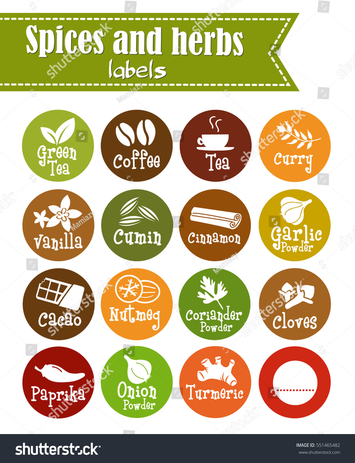 Spices Condiments Herbs Web Icon Set Stock Vector Royalty Free