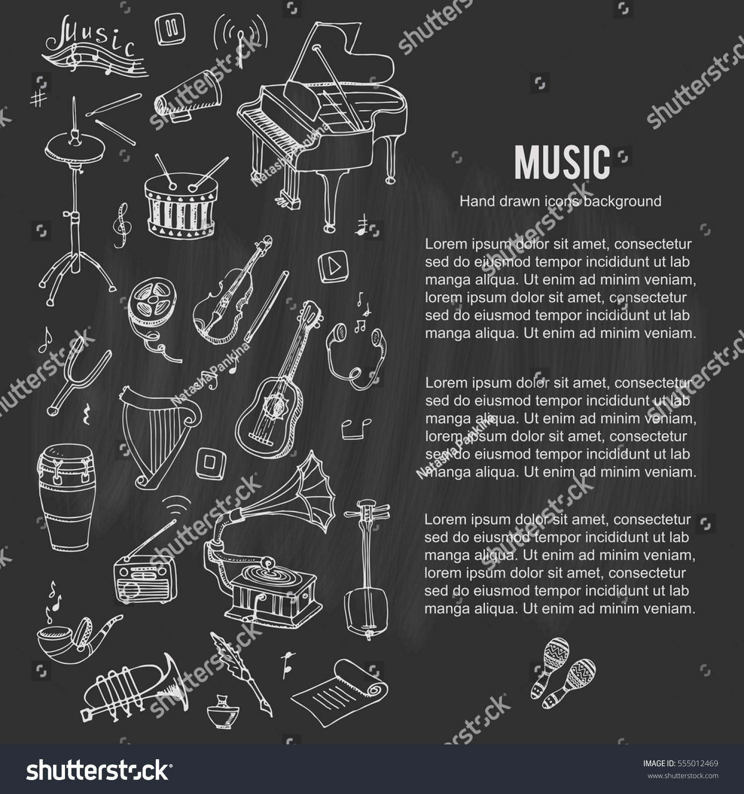 Hand Drawn Doodle Music Set Vector Stock Vector Royalty Free