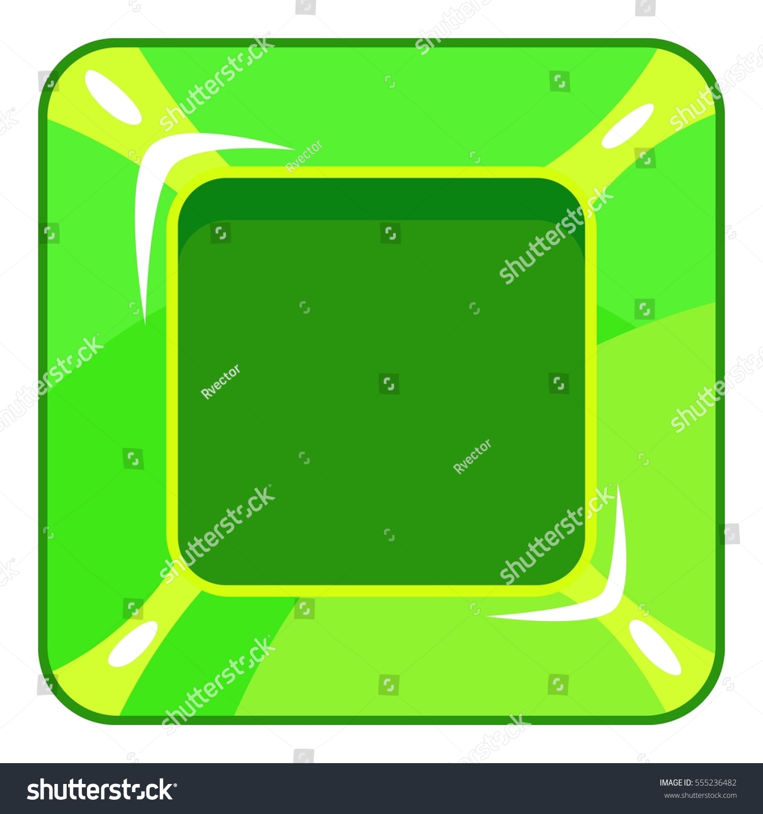 Square Green Button Icon Cartoon Illustration Stock Illustration