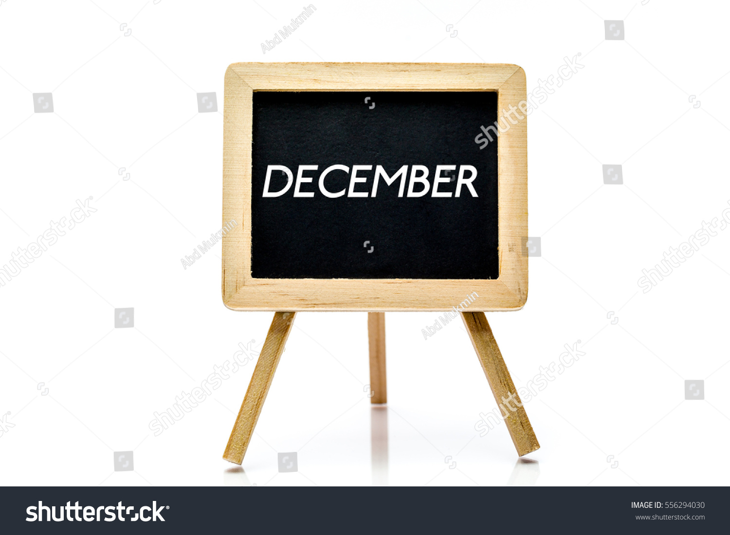 Chalkboard On Isolated White Background December Stock Illustration