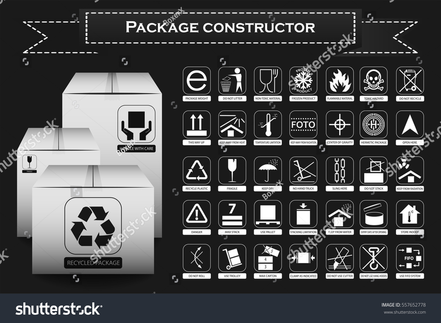 Package Packaging Symbols Icon Set Including Stock Vector Royalty Free