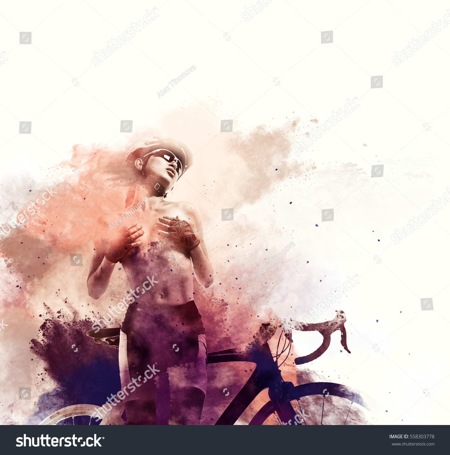 Naked Woman Bicycle Combined Abstract Watercolor Stock Photo Shutterstock