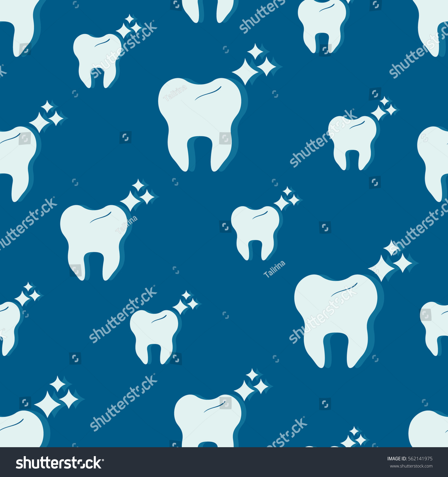 Seamless Pattern Teeth Icons Navy Blue Stock Vector Royalty Free