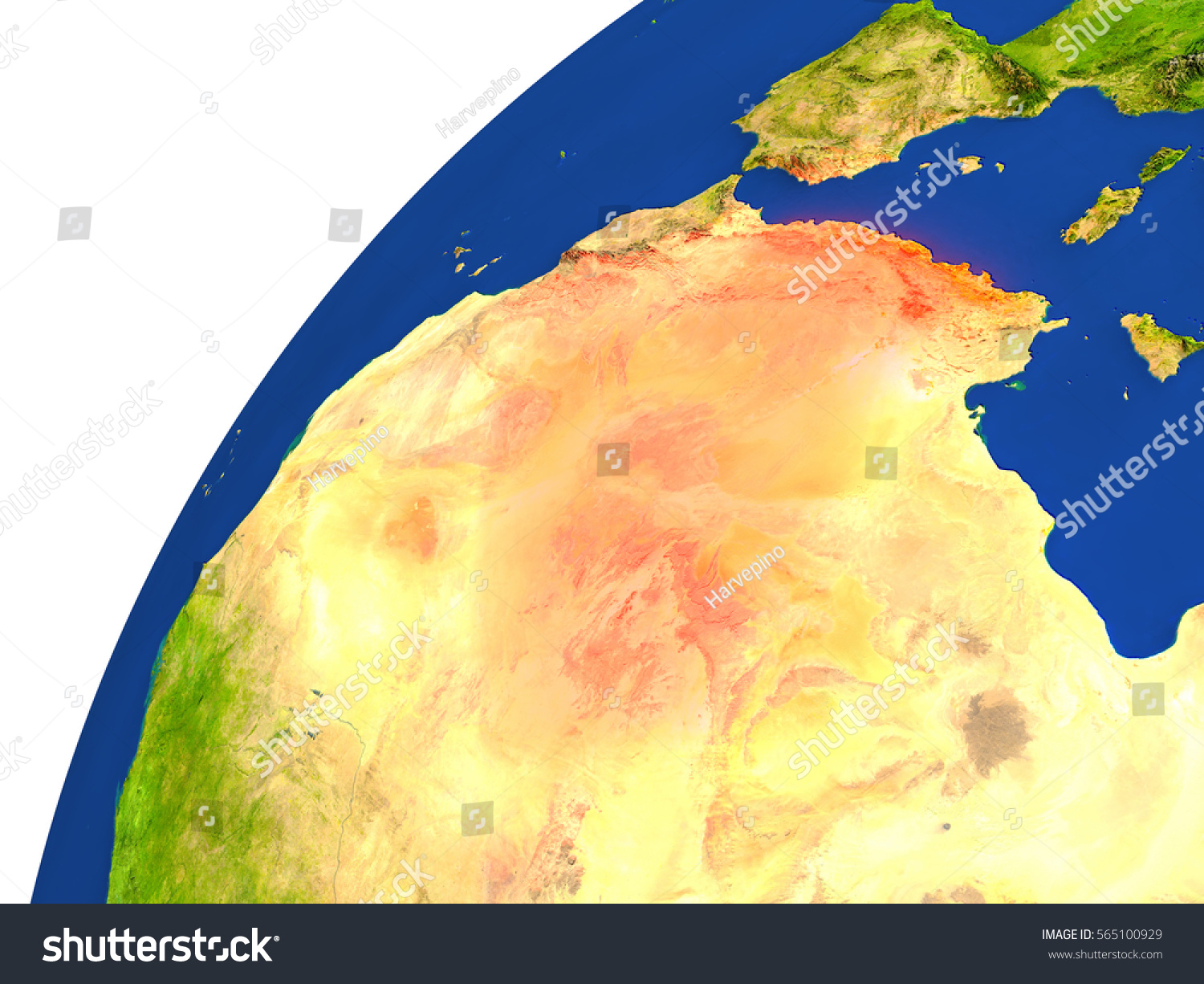 Algeria Highlighted Red Seen Earths Orbit Stock Illustration