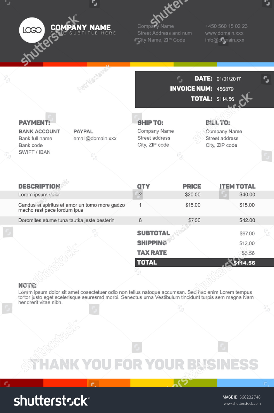 Vector Minimalist Invoice Template Design Your Stockvector