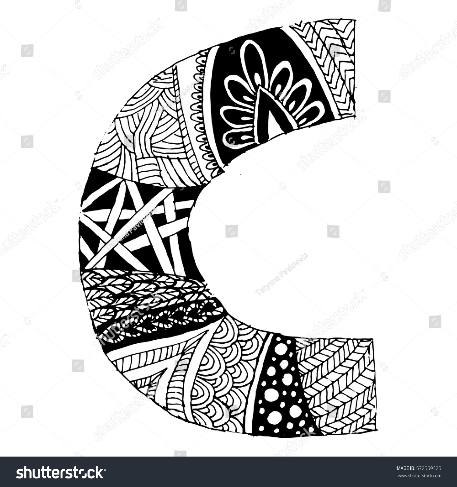 Zentangle Stylized Alphabet Letter C Vector Stock Vector Royalty Free