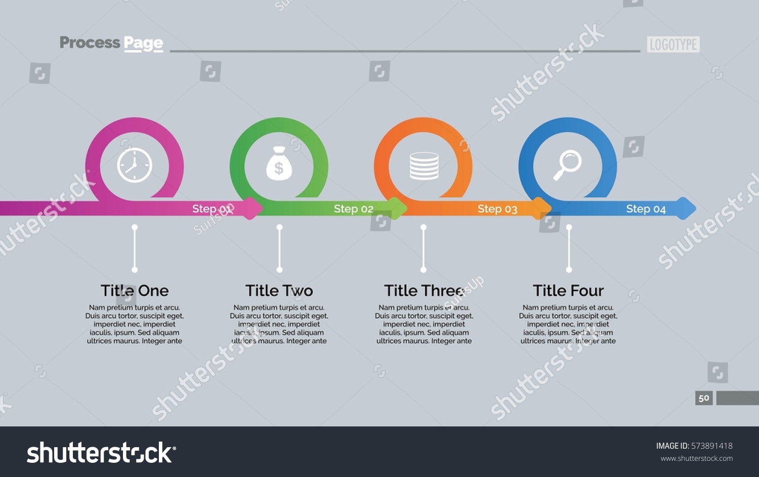 Four Steps Timeline Slide Template Stock Vector Royalty Free