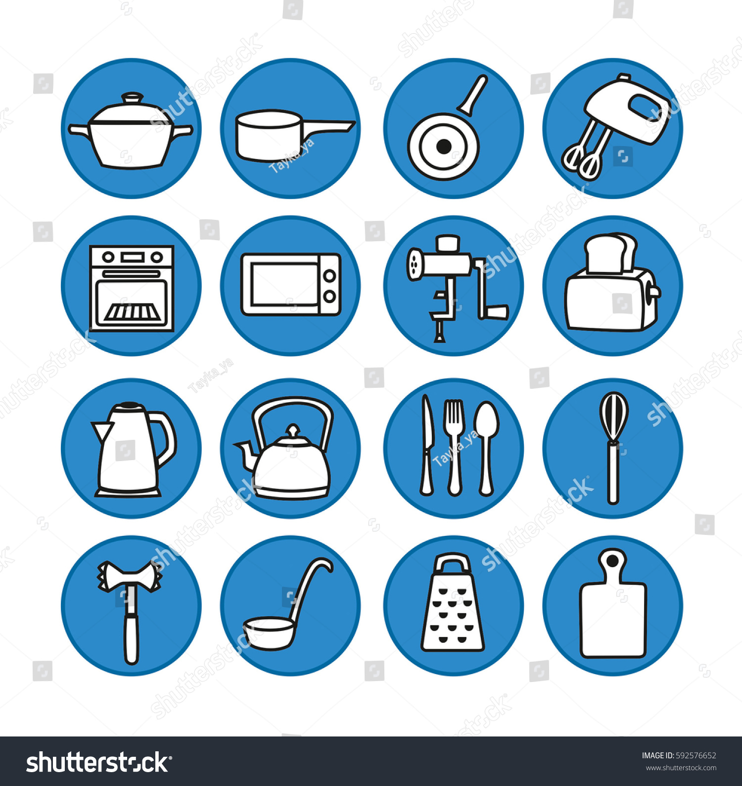 Kitchen Equipment Icons Set Stock Vector Royalty Free