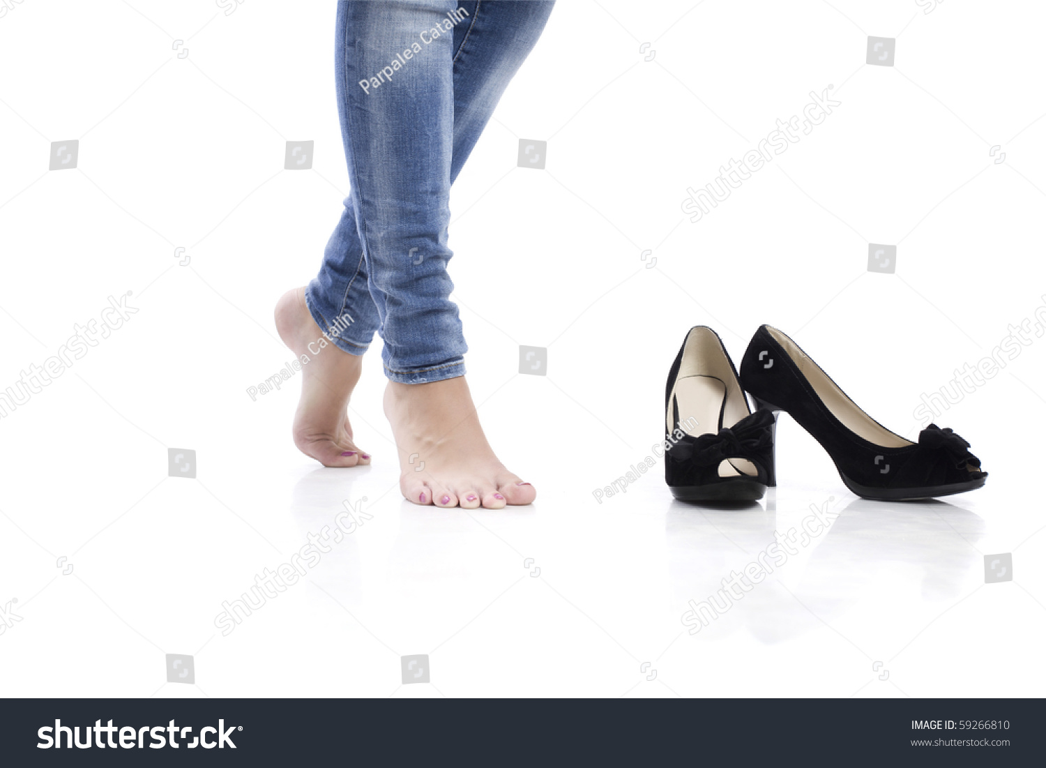 Sexy Legs Jeans High Heels Stock Photo Shutterstock