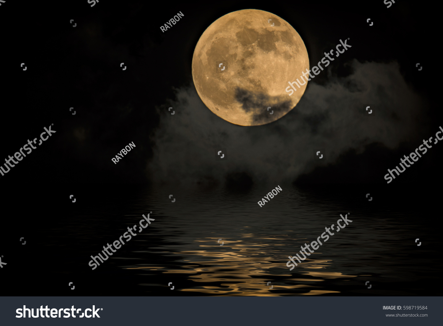 Full Moon Over Cold Night Water Stock Photo Shutterstock