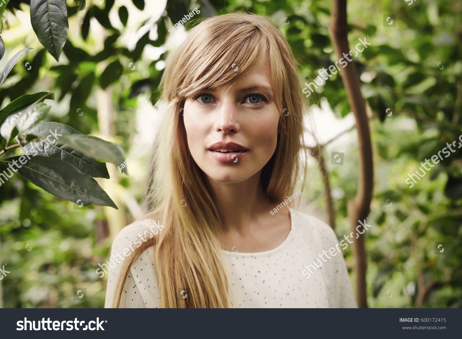 Stunning Blue Eyed Blond Woman Garden Stock Photo Shutterstock