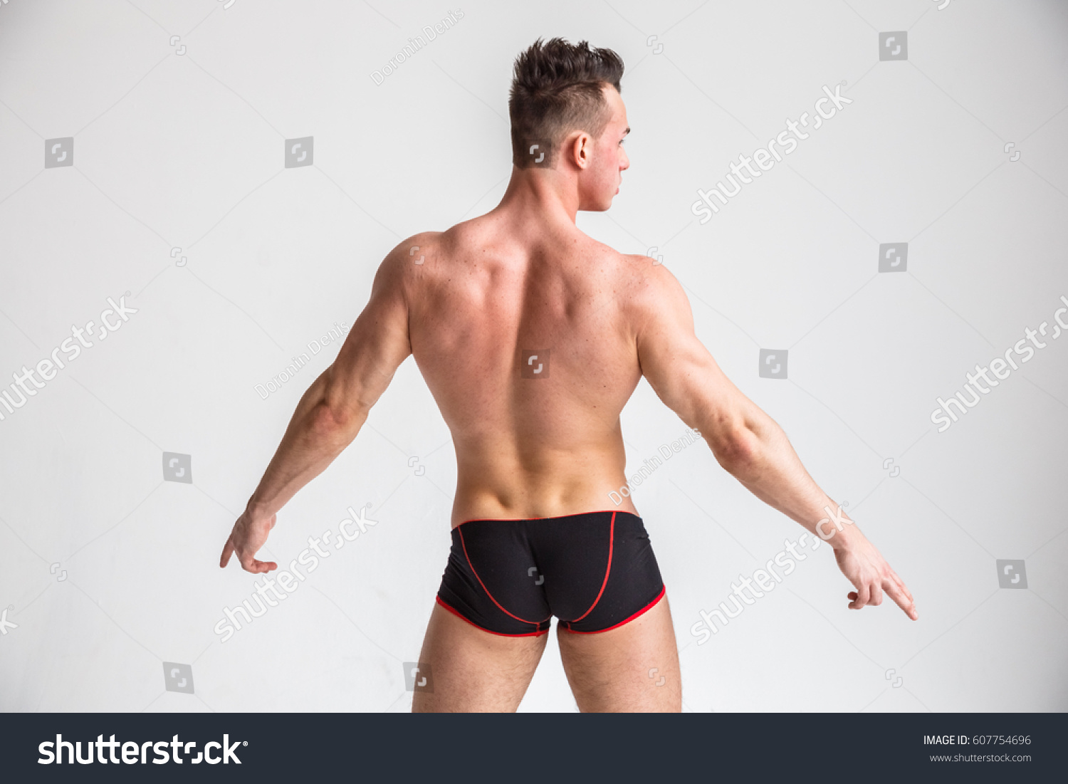 Beautiful Sexy Muscular Naked Man Posing Stock Photo