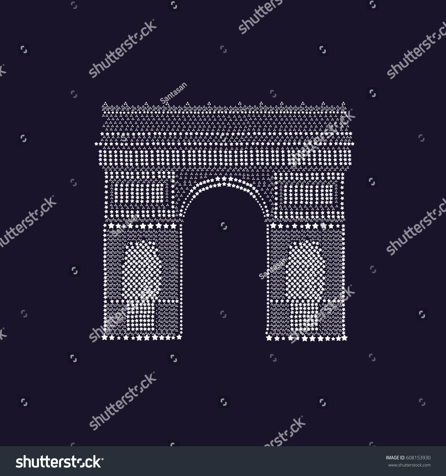 Arc De Triomphe Paris Stars Conceptual Stock Vector Royalty Free