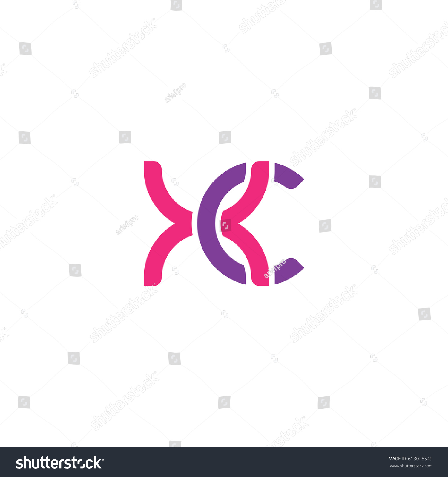 Initial Letters Xc Round Overlapping Lowercase Stock Vector Royalty