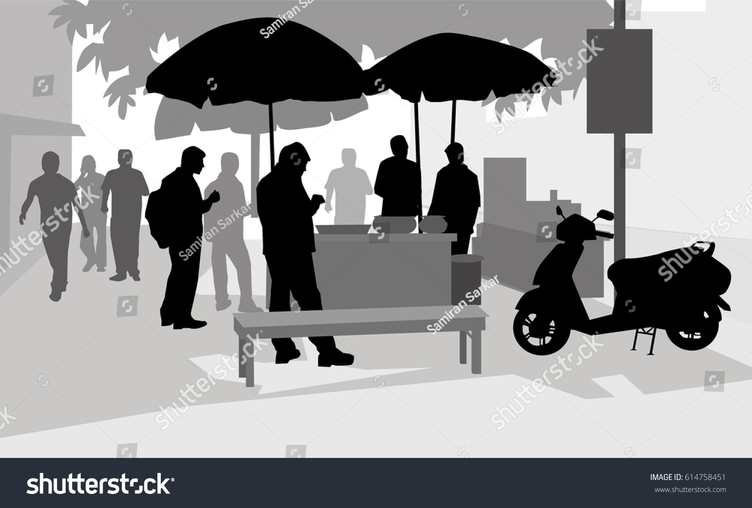 Street Food Stall Vector Stock Vector Royalty Free