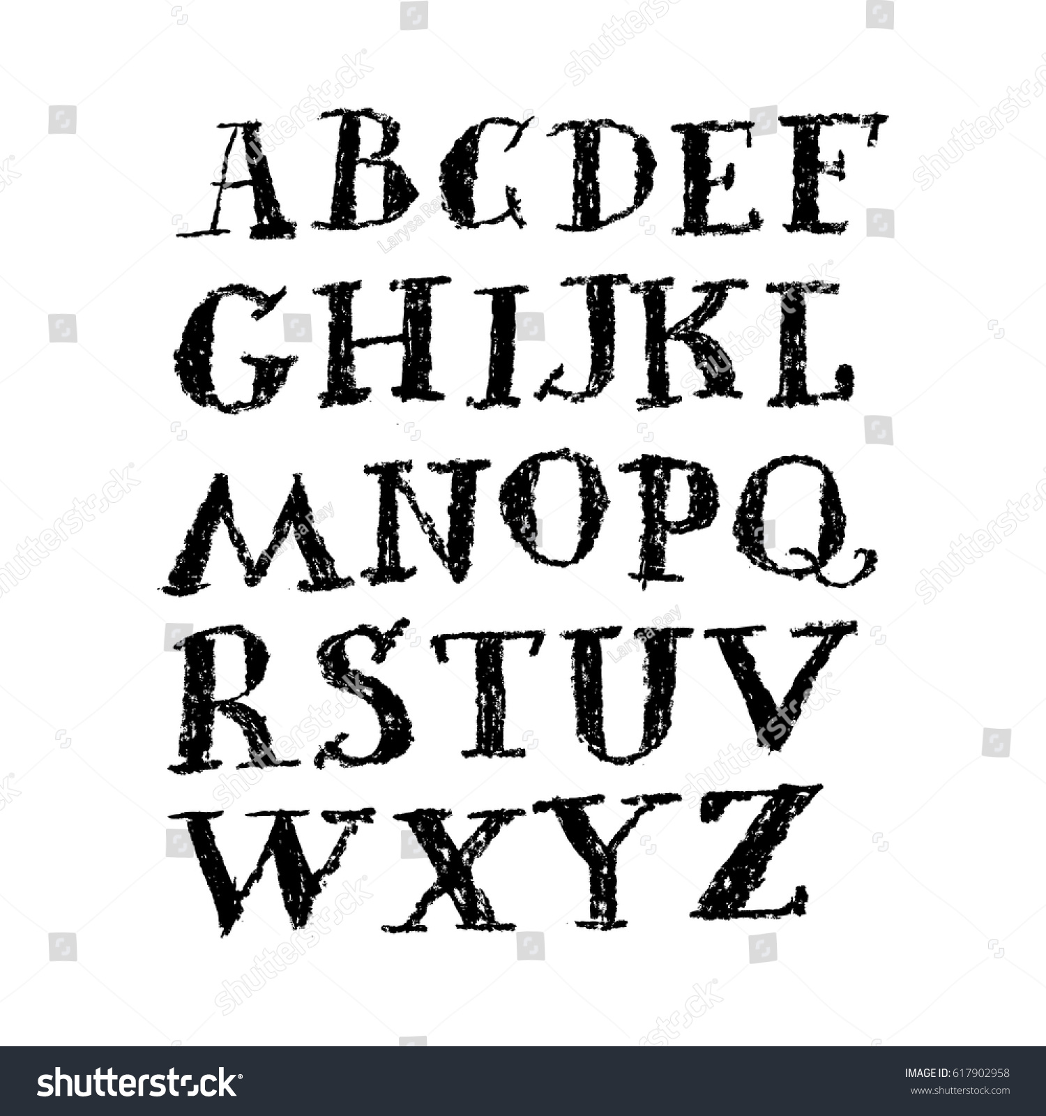 Font Vintage Hand Drawn Alphabet Drawing Stock Vector Royalty Free