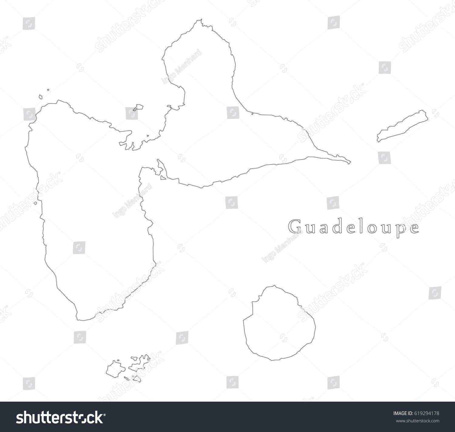 Guadeloupe Outline Silhouette Map Illustration Stock Vector Royalty