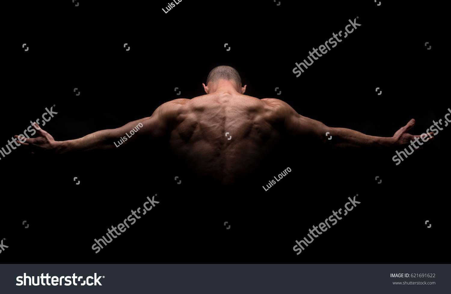 Muscular Mans Back Dark Background Stock Photo 621691622 Shutterstock