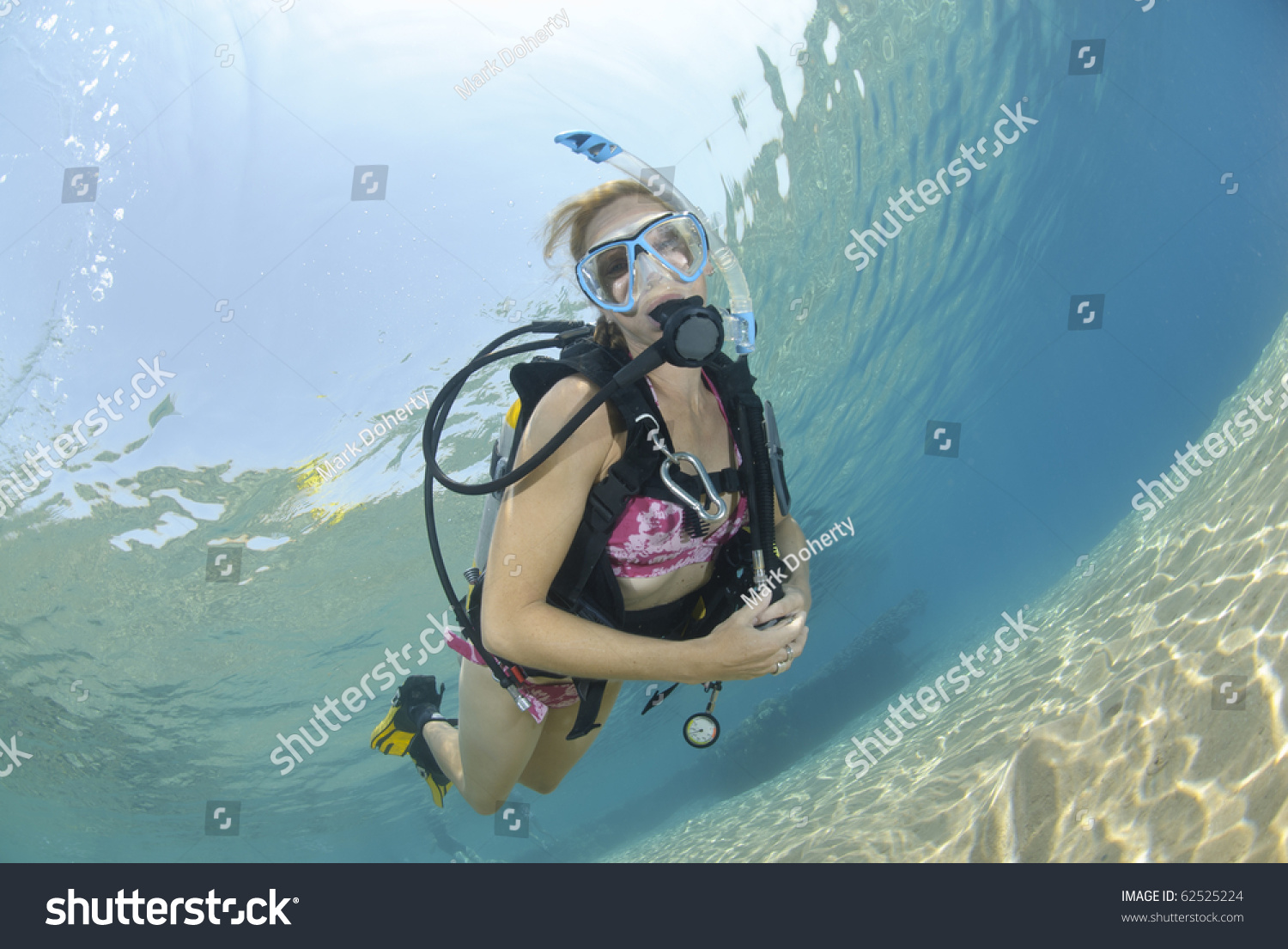 Adult Female Scuba Diver Bikini Diving Stock Photo 62525224 Shutterstock