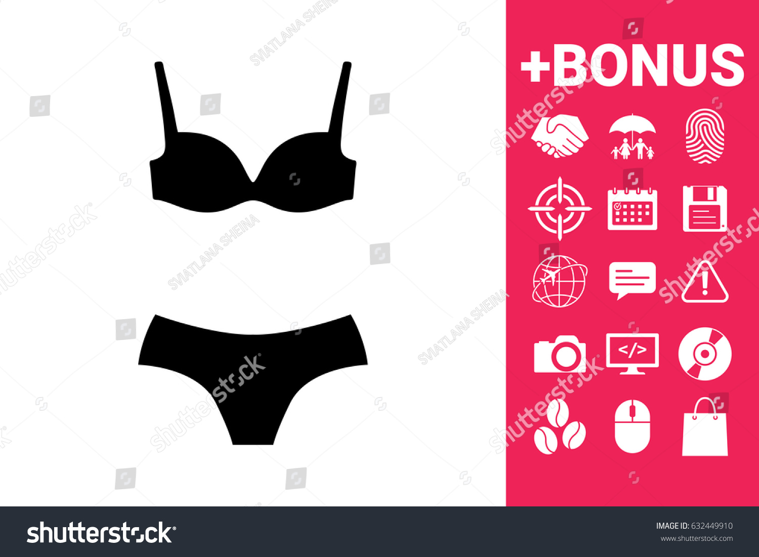 Set Lingerie Swimsuit Twopiece Bikini Silhouette Stock Vector Royalty